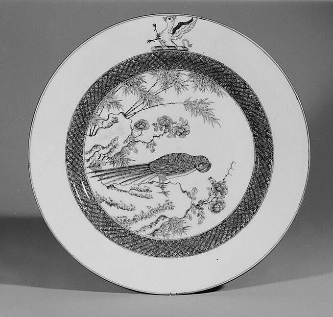 Plate (one of a pair), Hard-paste porcelain, Chinese, for British market 