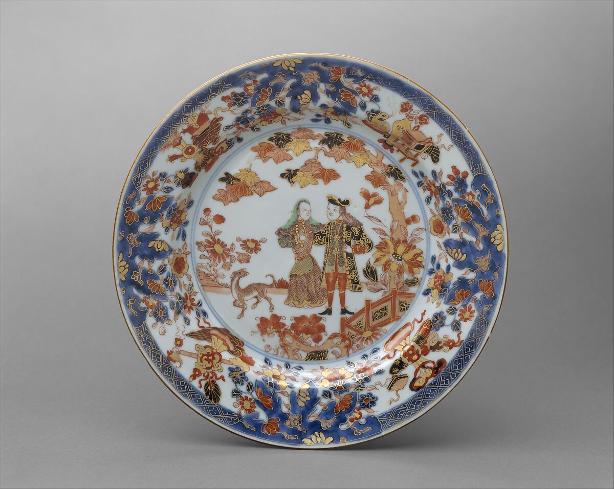 Plate, Hard-paste porcelain, Chinese, for European market 