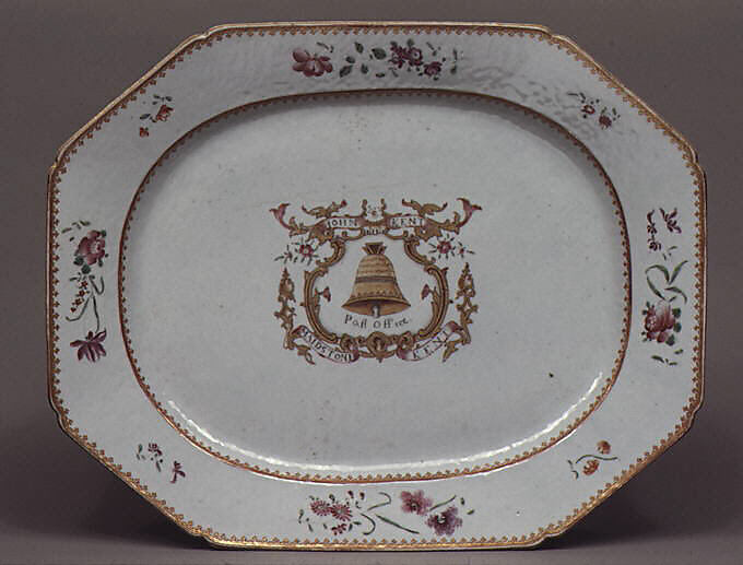Platter, Hard-paste porcelain, Chinese, for British market 