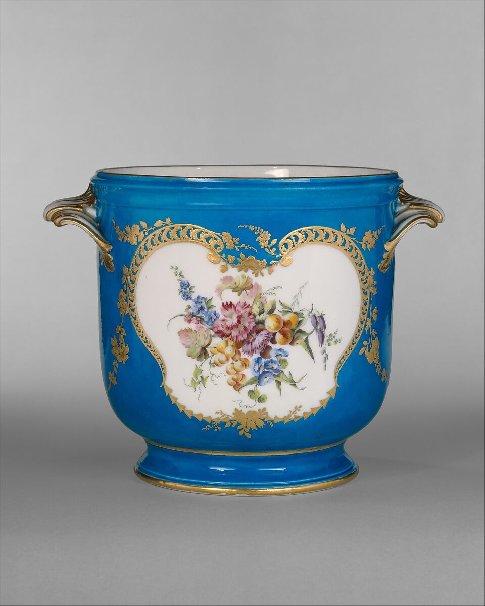 Bottle cooler from the Louis XV service (seau à bouteille), Vincennes Manufactory (French, ca. 1740–1756), Soft-paste porcelain decorated in polychrome enamels, gold, French, Vincennes 