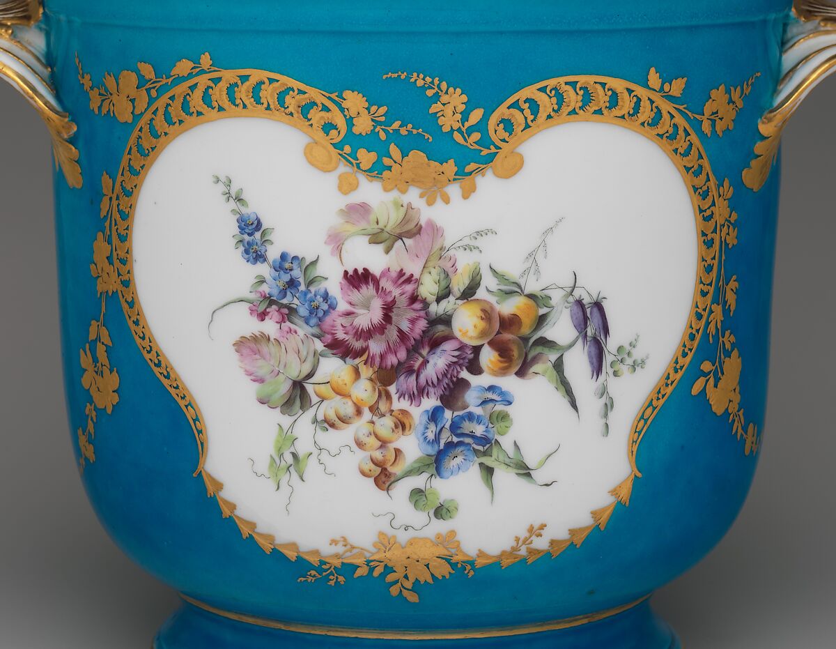 Bottle cooler from the Louis XV service (seau à bouteille), Vincennes Manufactory (French, ca. 1740–1756), Soft-paste porcelain decorated in polychrome enamels, gold, French, Vincennes