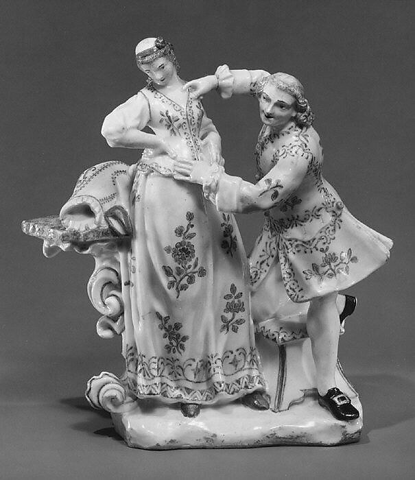 Woman and her tailor, Capodimonte Porcelain Manufactory (Italian, 1740/43–1759), Soft-paste porcelain, Italian, Naples 