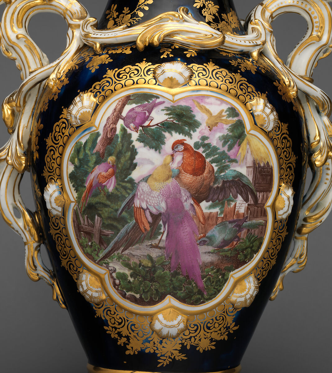 Vase (one of a pair), Chelsea Porcelain Manufactory (British, 1744–1784), Soft-paste porcelain decorated in polychrome enamels, gold, British, Chelsea