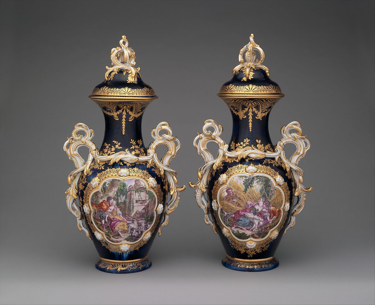 Vase (one of a pair), Chelsea Porcelain Manufactory (British, 1744–1784), Soft-paste porcelain decorated in polychrome enamels, gold, British, Chelsea