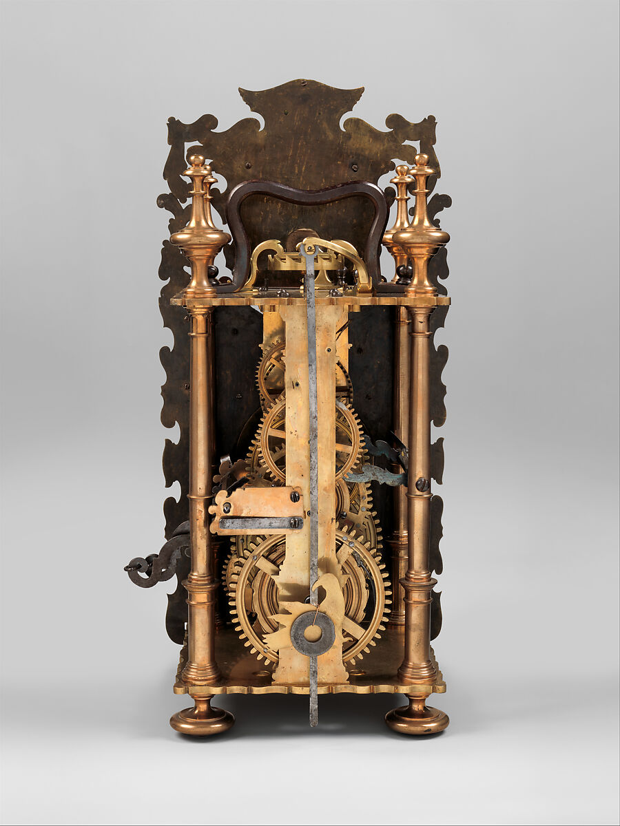 Longcase clock, Clockmaker: Mario Gambelli (Italian, active 1766), Case: partly gilded walnut and pine with later additions of various woods; Dial: brass; Movement: brass and steel, Italian, Bologna