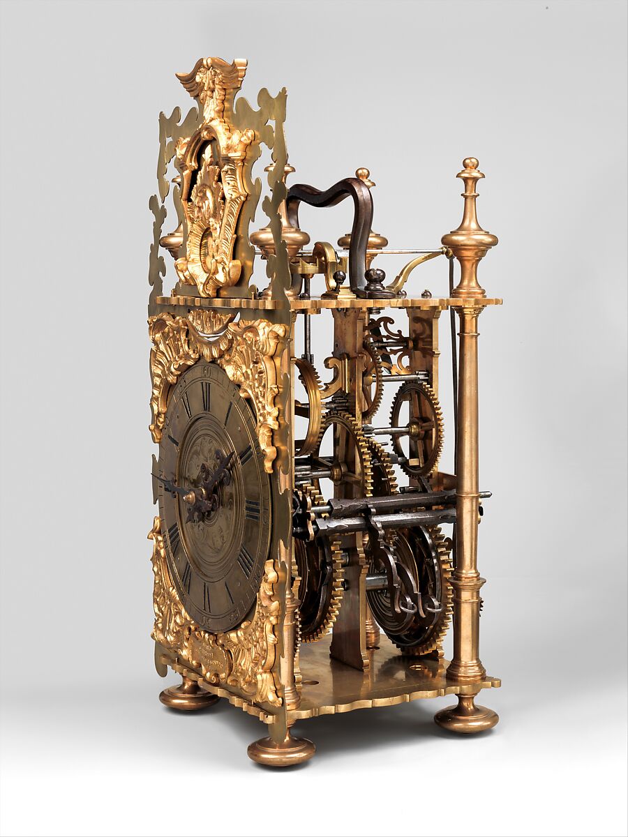 Longcase clock, Clockmaker: Mario Gambelli (Italian, active 1766), Case: partly gilded walnut and pine with later additions of various woods; Dial: brass; Movement: brass and steel, Italian, Bologna