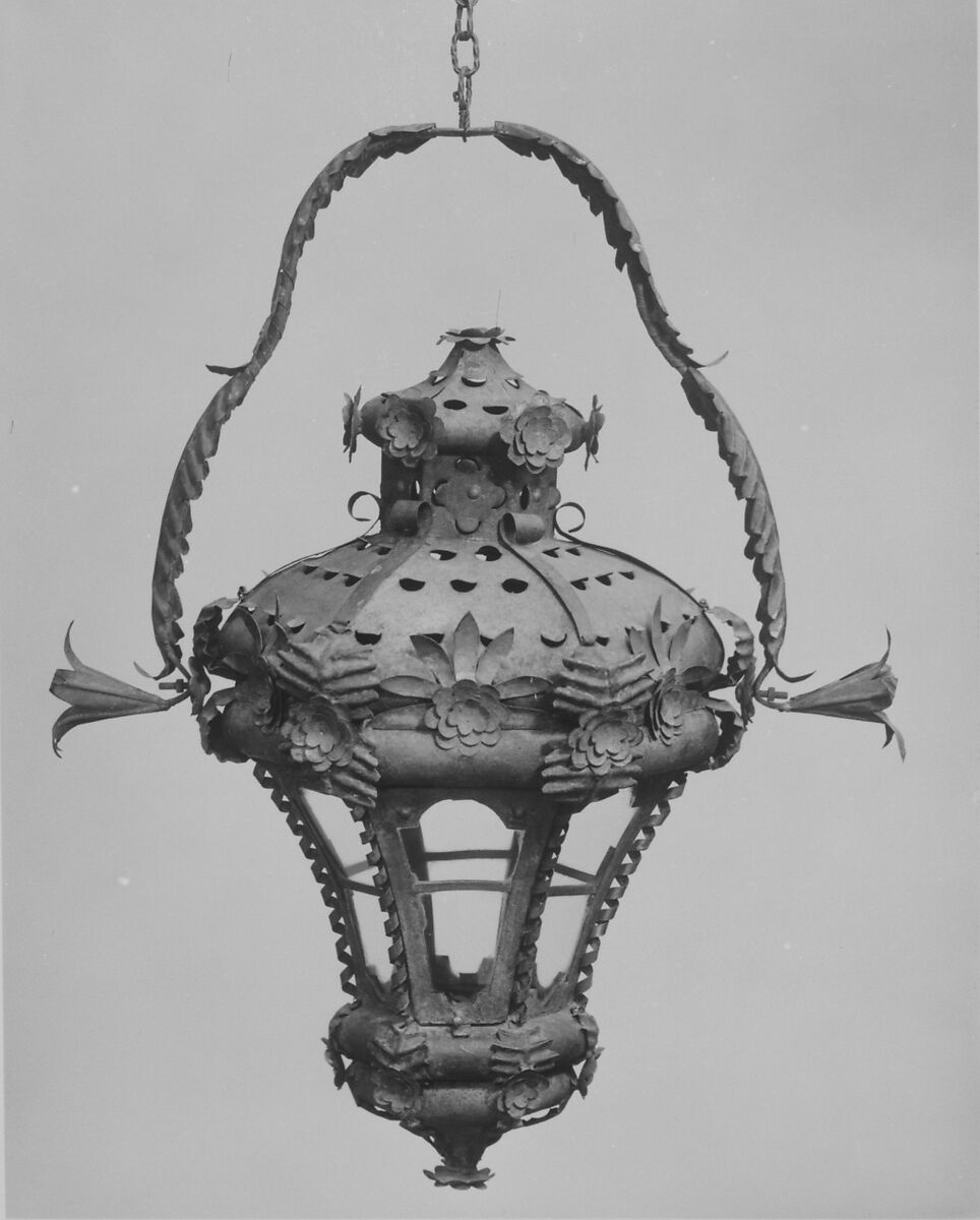 Lantern, Painted and gilded tôle, Italian 