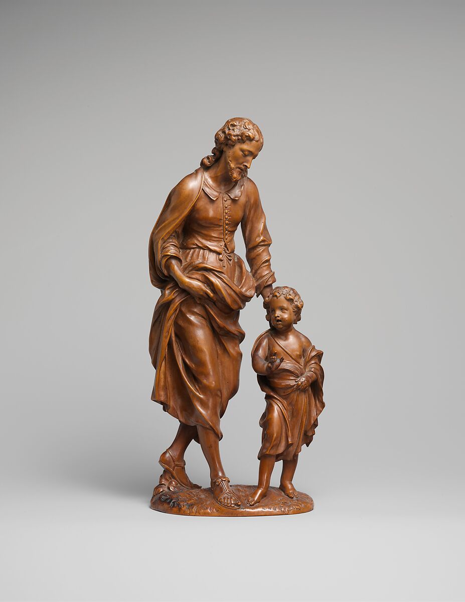 Saint Joseph and the Christ Child, Attributed to Nicolaas van der Veken (Flemish, Mechelen 1637–1709 Mechelen), Boxwood, Flemish, Malines (Mechelen) 