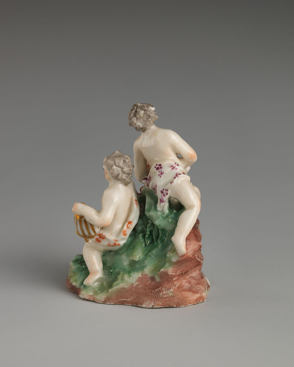 Two children, Chelsea Porcelain Manufactory (British, 1745–1784, Transitional (Brown Anchor) Period, ca. 1758–1759), Soft-paste porcelain, British, Chelsea