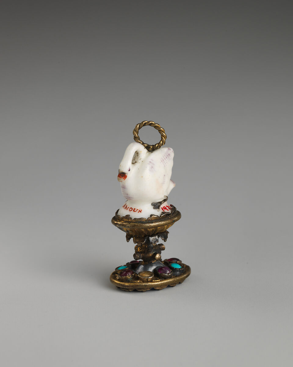 Seal, Chelsea Porcelain Manufactory  British, Soft-paste porcelain, metal gilt, lapis lazuli, rubies, turquoises, British, Chelsea