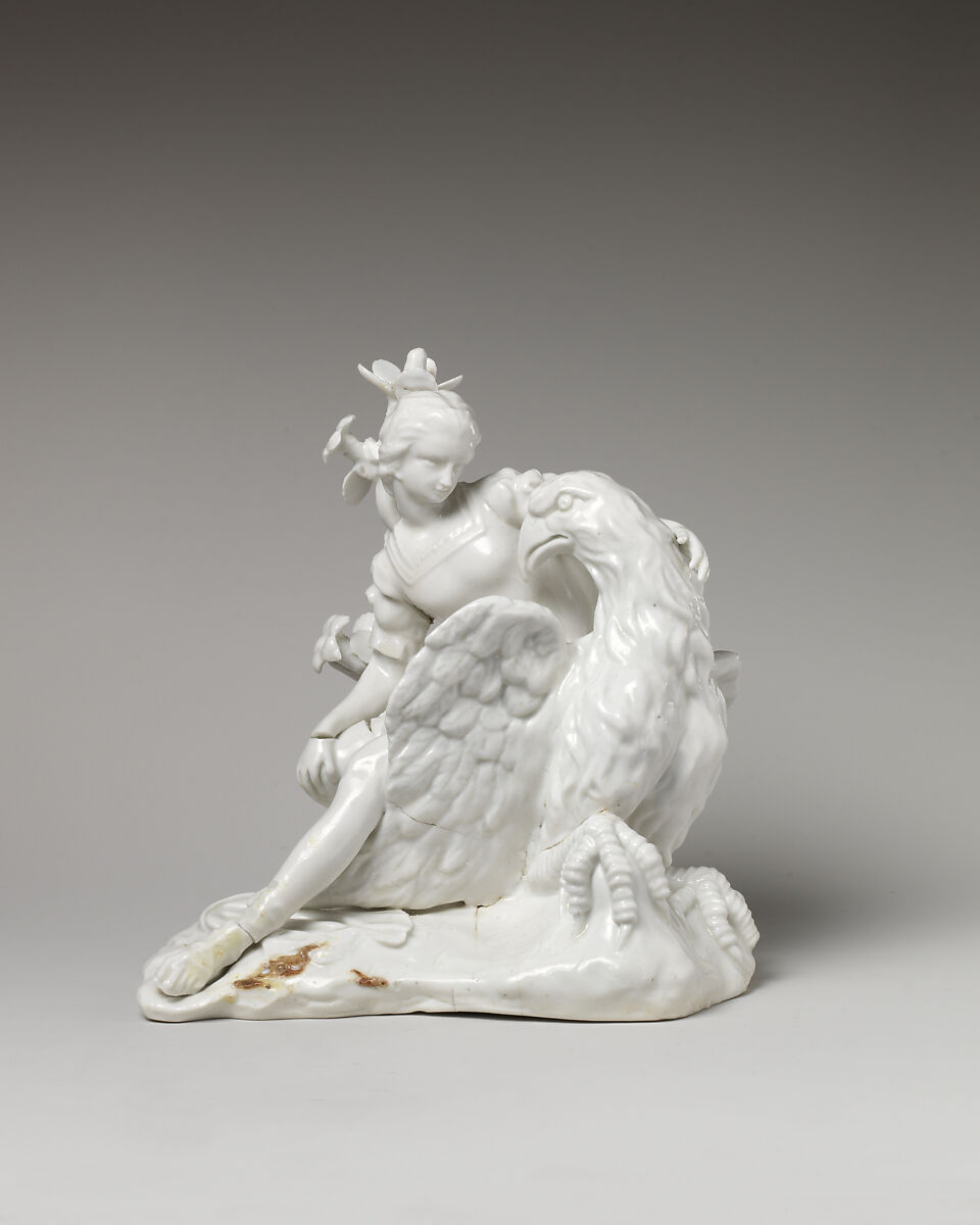 Ganymede and the Eagle, Saint James&#39;s Factory (British, ca. 1748/49–1760), Soft-paste porcelain, British, London 
