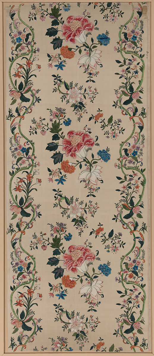 Panel, Silk, painted, Chinese, for French market 