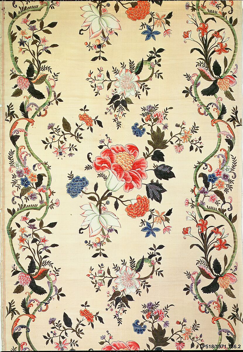 Panel, Silk, painted, Chinese, for French market