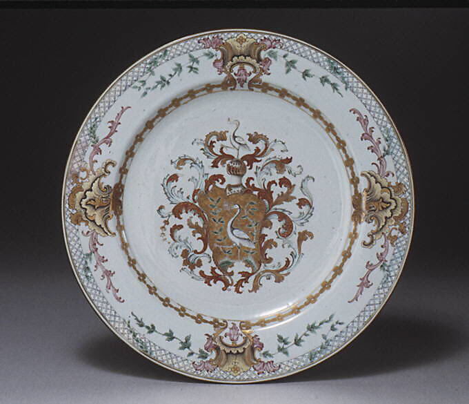 Plate, Hard-paste porcelain, Chinese, for Swedish market 