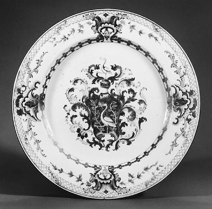 Plate, Hard-paste porcelain, Chinese, for Swedish market
