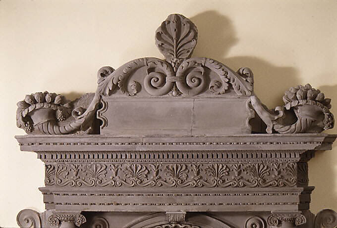 Wall fountain, Simone Mosca (Italian, Settignano 1492–1553 Orvieto), Grey sandstone (pietra serena), Italian, Florence