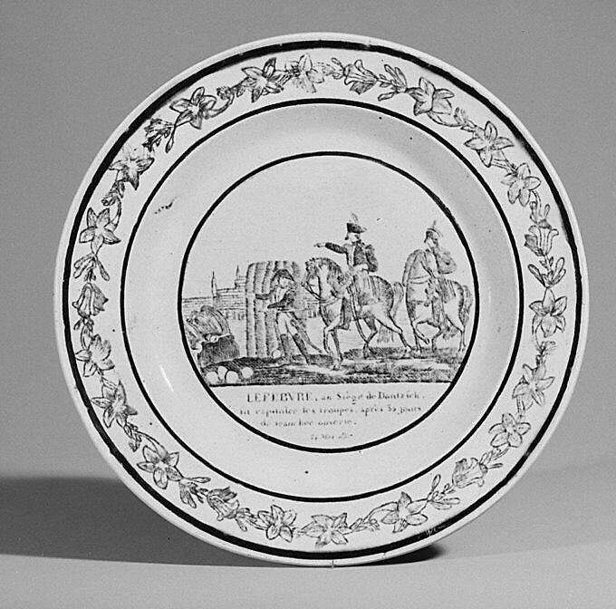 Plate (one of a set of five), Lead-glazed earthenware, French 