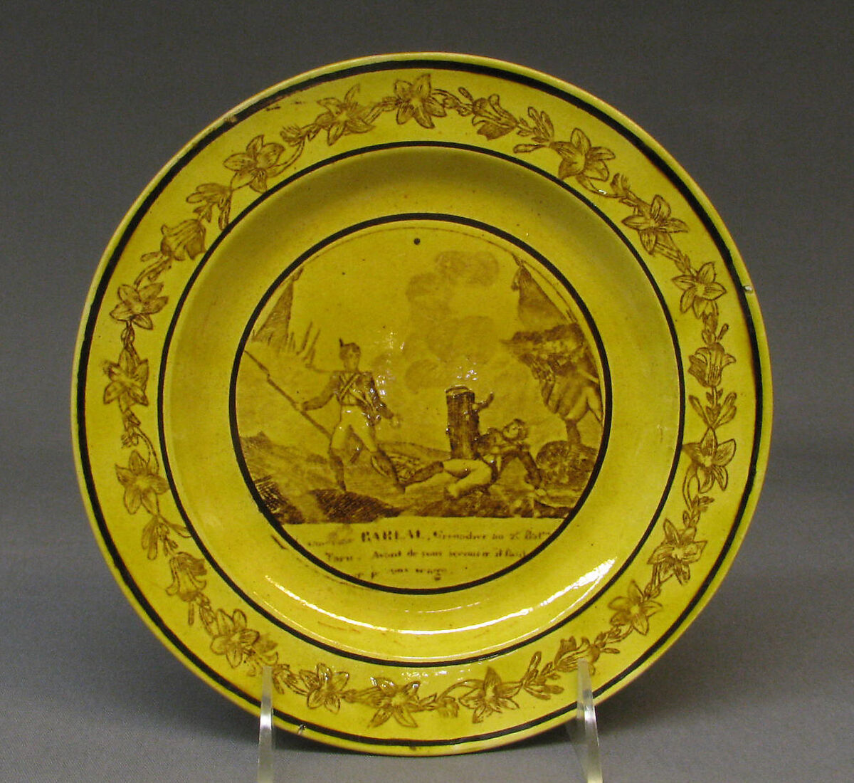 Plate (one of a set of five), Lead-glazed earthenware, French 