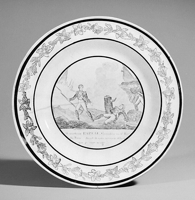 Plate (one of a set of five), Lead-glazed earthenware, French 