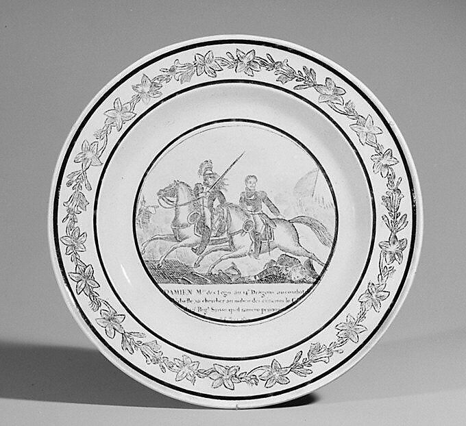 Plate (one of a set of five), Lead-glazed earthenware, French 