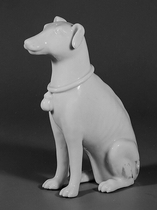 Seated hound, Hard-paste porcelain, Chinese, Dehua, for European market 