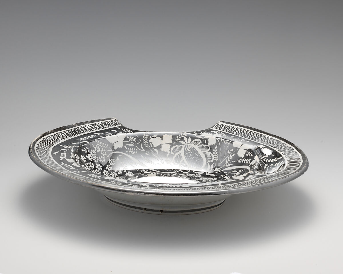 Barber's basin, Lustered earthenware, British, Staffordshire