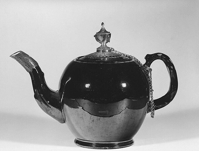 Tea and coffee set (teapot, coffeepot, milk jug, sugar bowl), Glazed earthenware, silver, Belgian, Namur