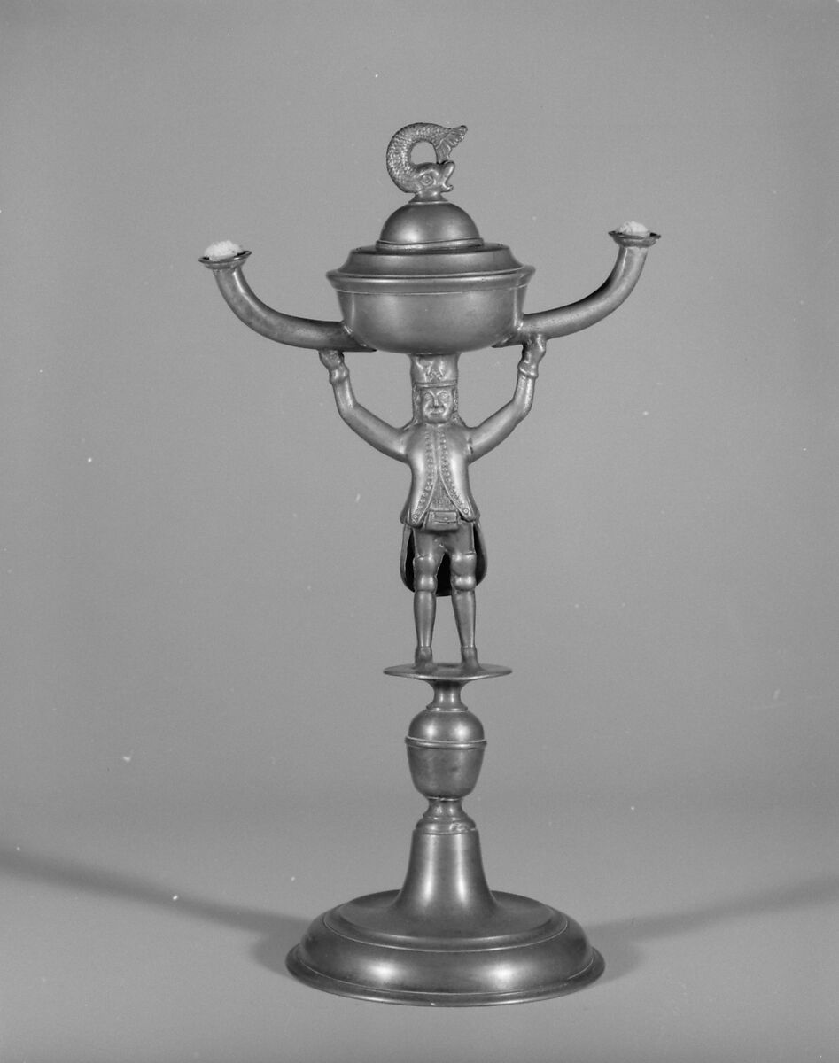 Oil lamp, Pewter, German, Saxony 
