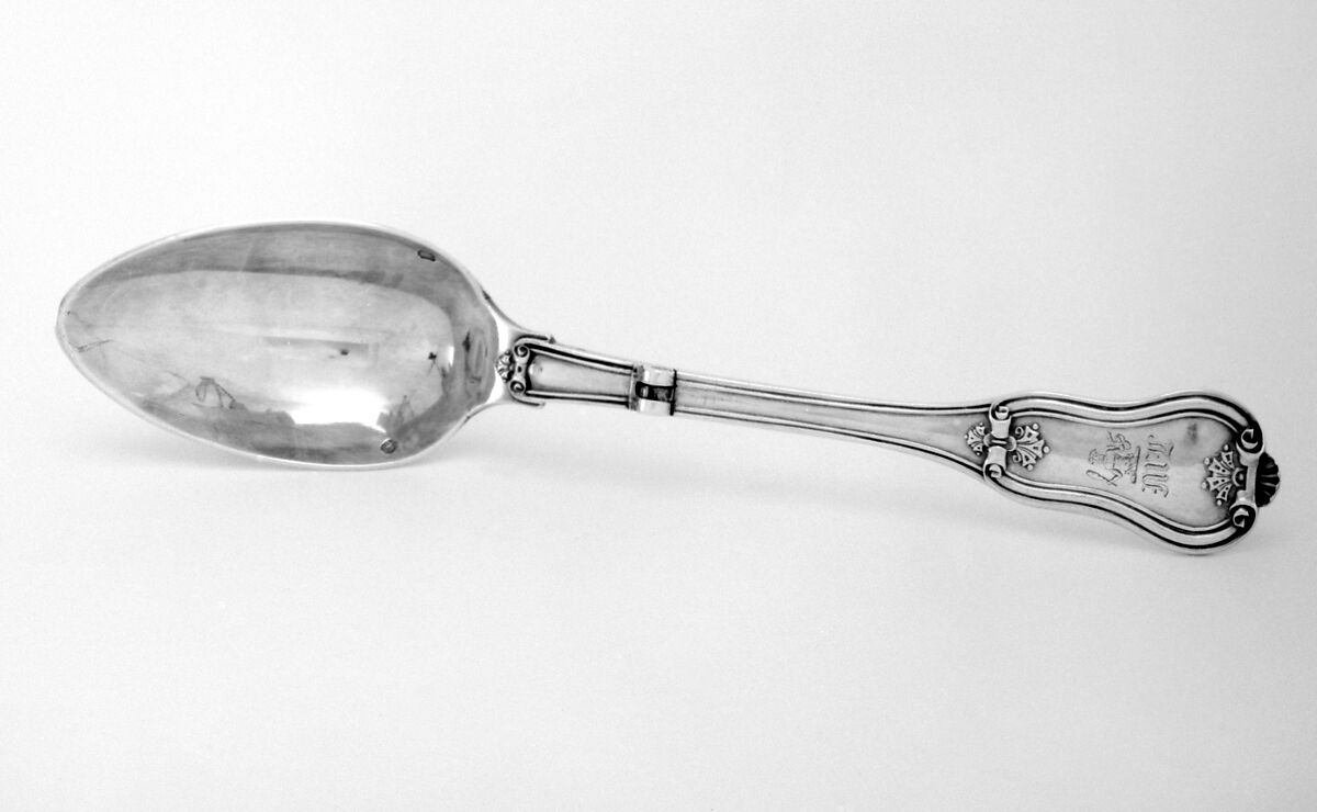 Traveling spoon and fork, Joseph-Baptiste Fuchs, Silver, French, Paris