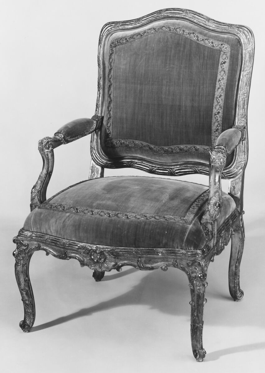 Armchair (one of a pair), Gilded beech, French 