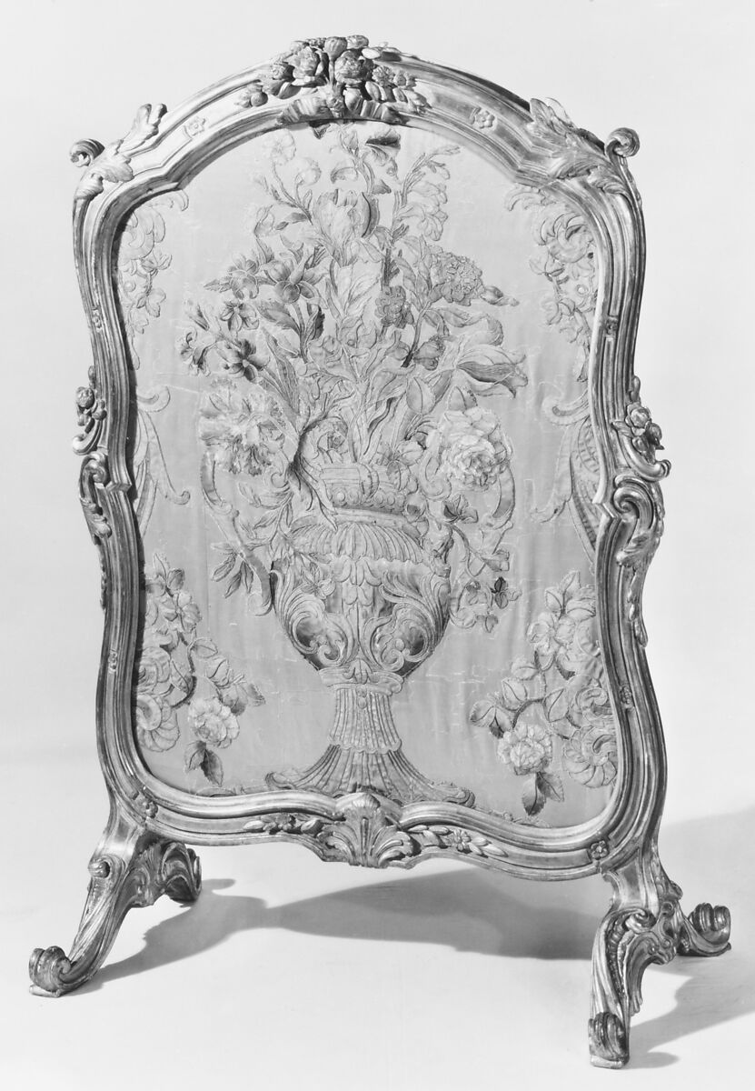 Fire screen, Jean-Baptiste I Tilliard  French, Carved and gilded beechwood, embroidered silk (not original), French, Paris