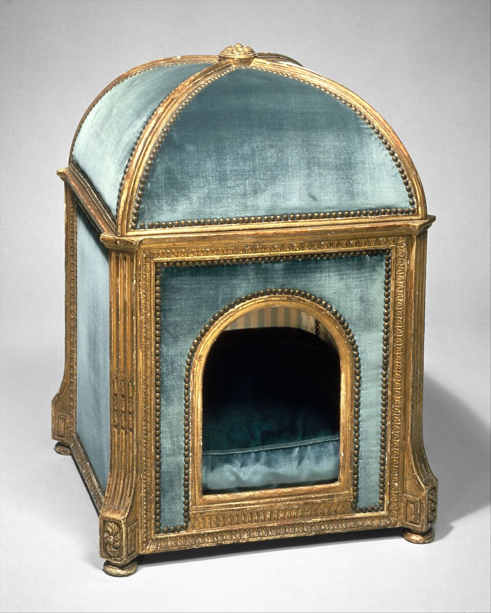 Dog kennel, Claude I Sené (French, 1724–1792), Gilded beech and pine; silk and velvet, French 