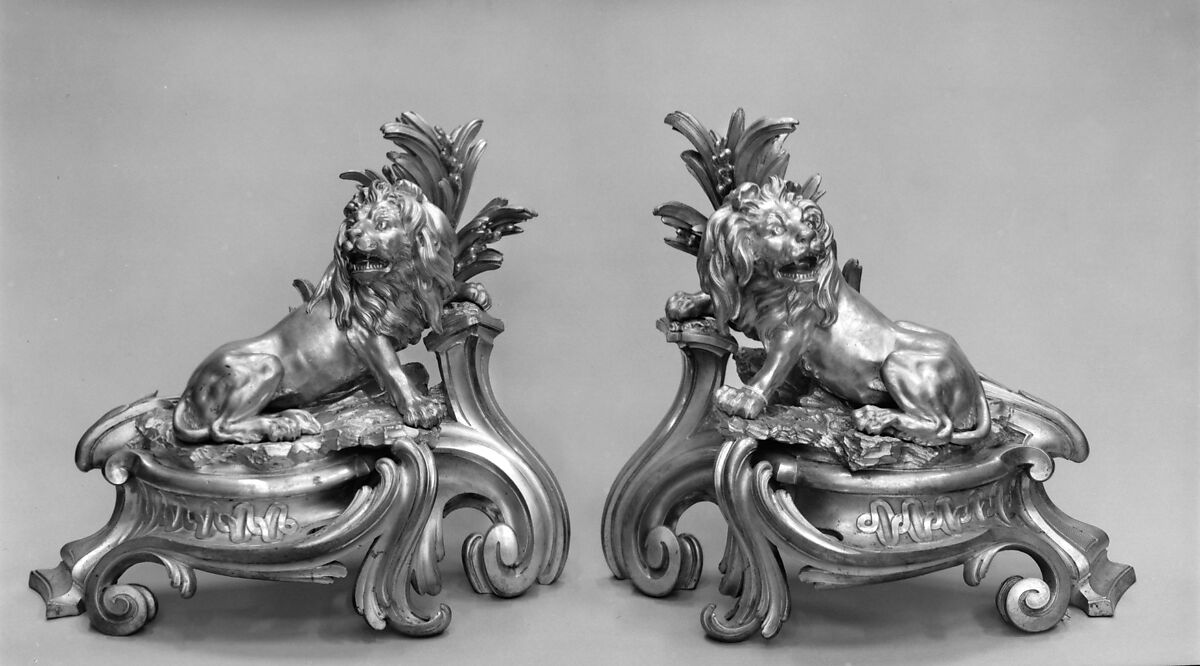 Pair of andirons, Gilt bronze, French 