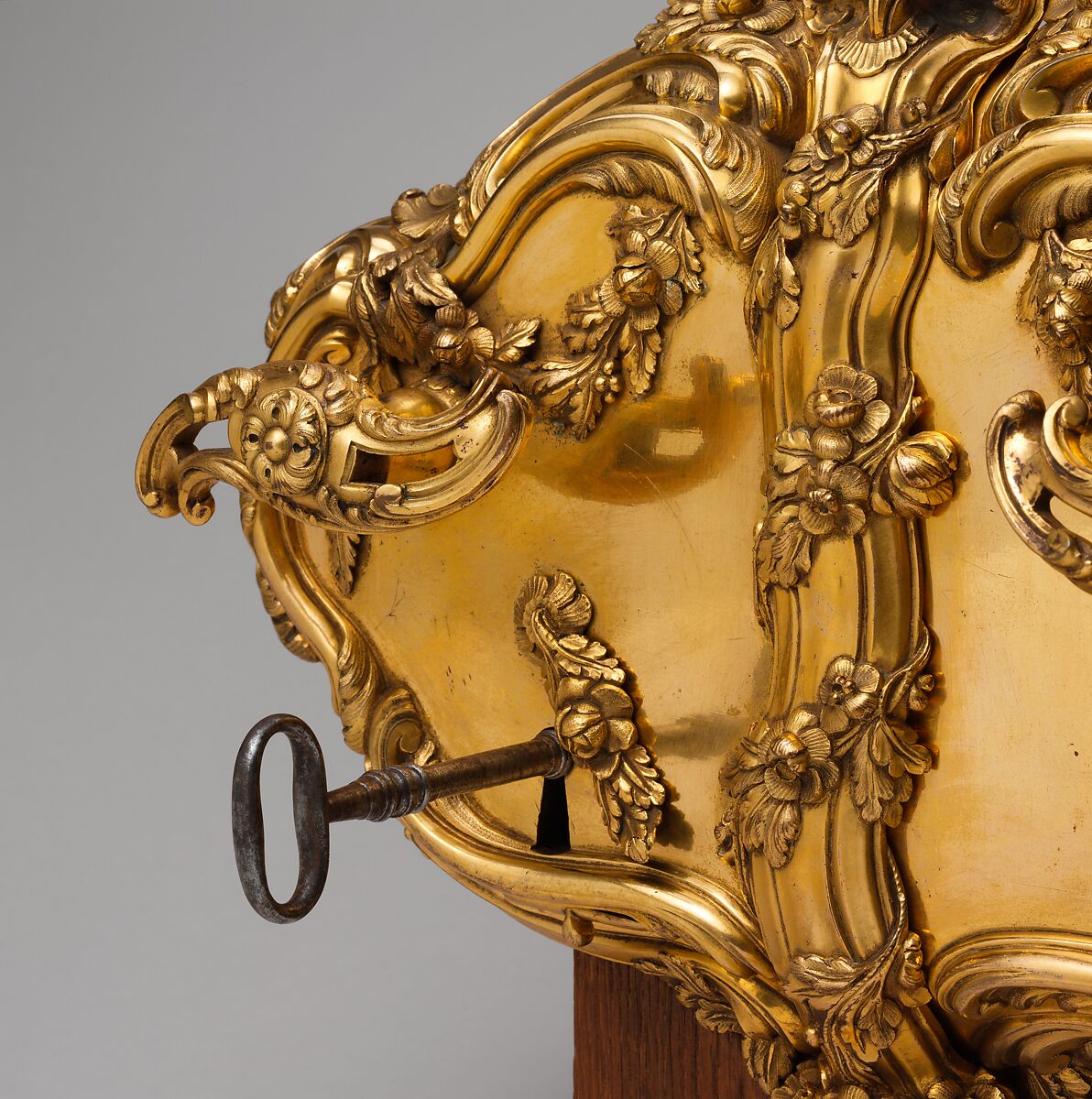 Door lock and key, Gilt bronze; steel key, probably Austrian, Vienna