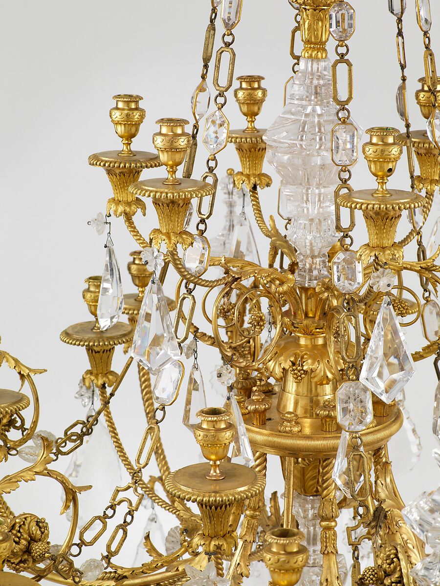 Twenty-four-light chandelier (lustre) (one of a pair), Gilt bronze, rock crystal, French