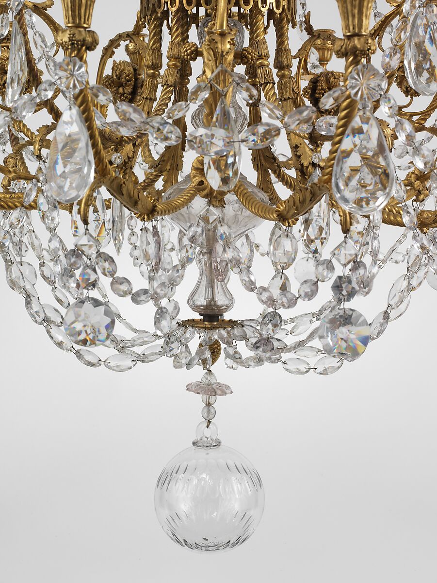 Fifteen-light chandelier, Gilt bronze, Bohemian glass, French