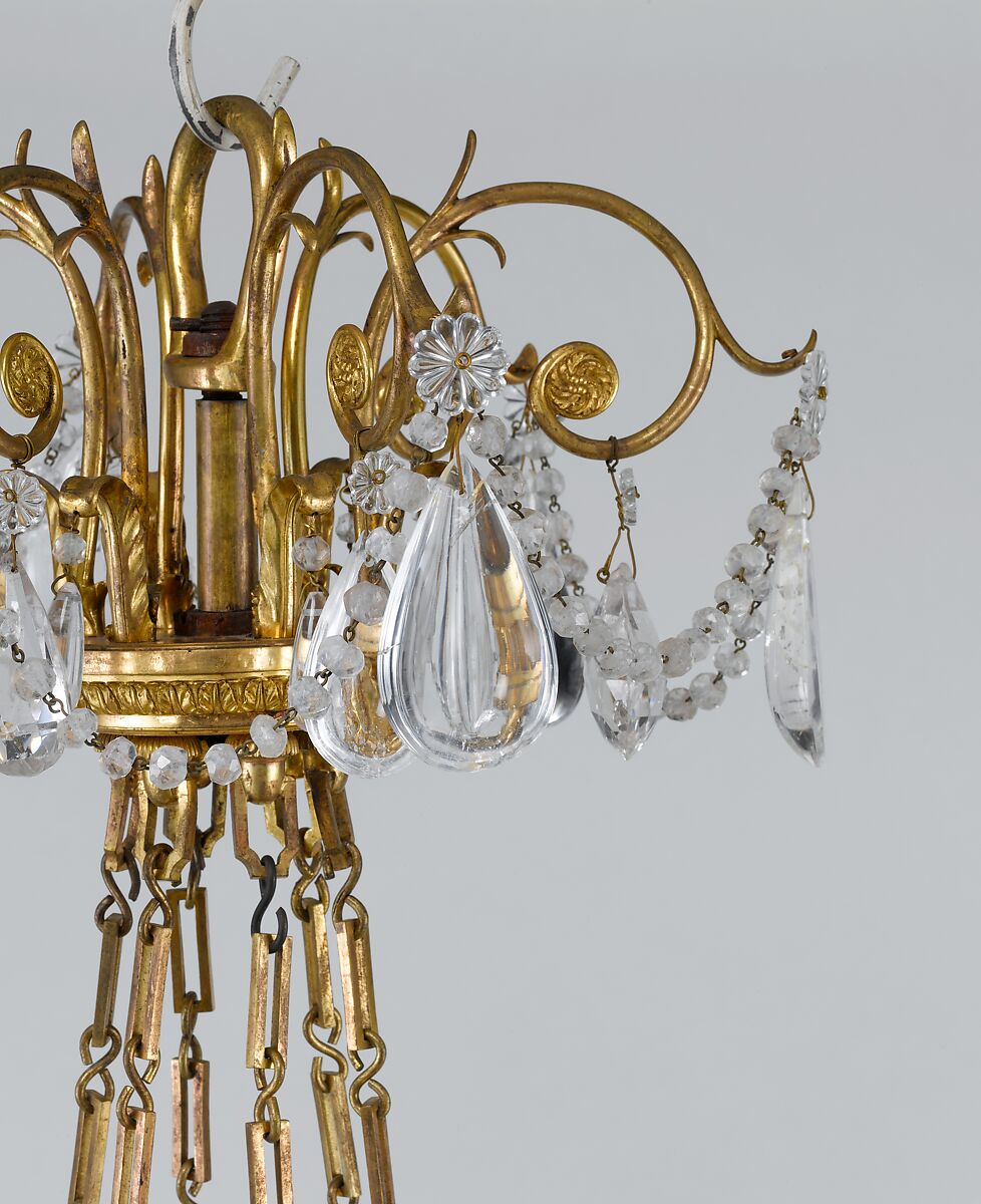 Eighteen-light chandelier, Gilt bronze, rock crystal, French