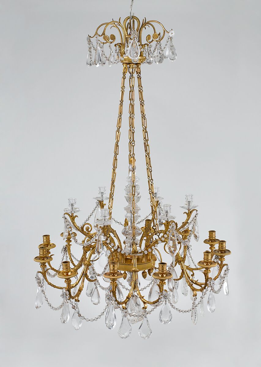 Eighteen-light chandelier, Gilt bronze, rock crystal, French 