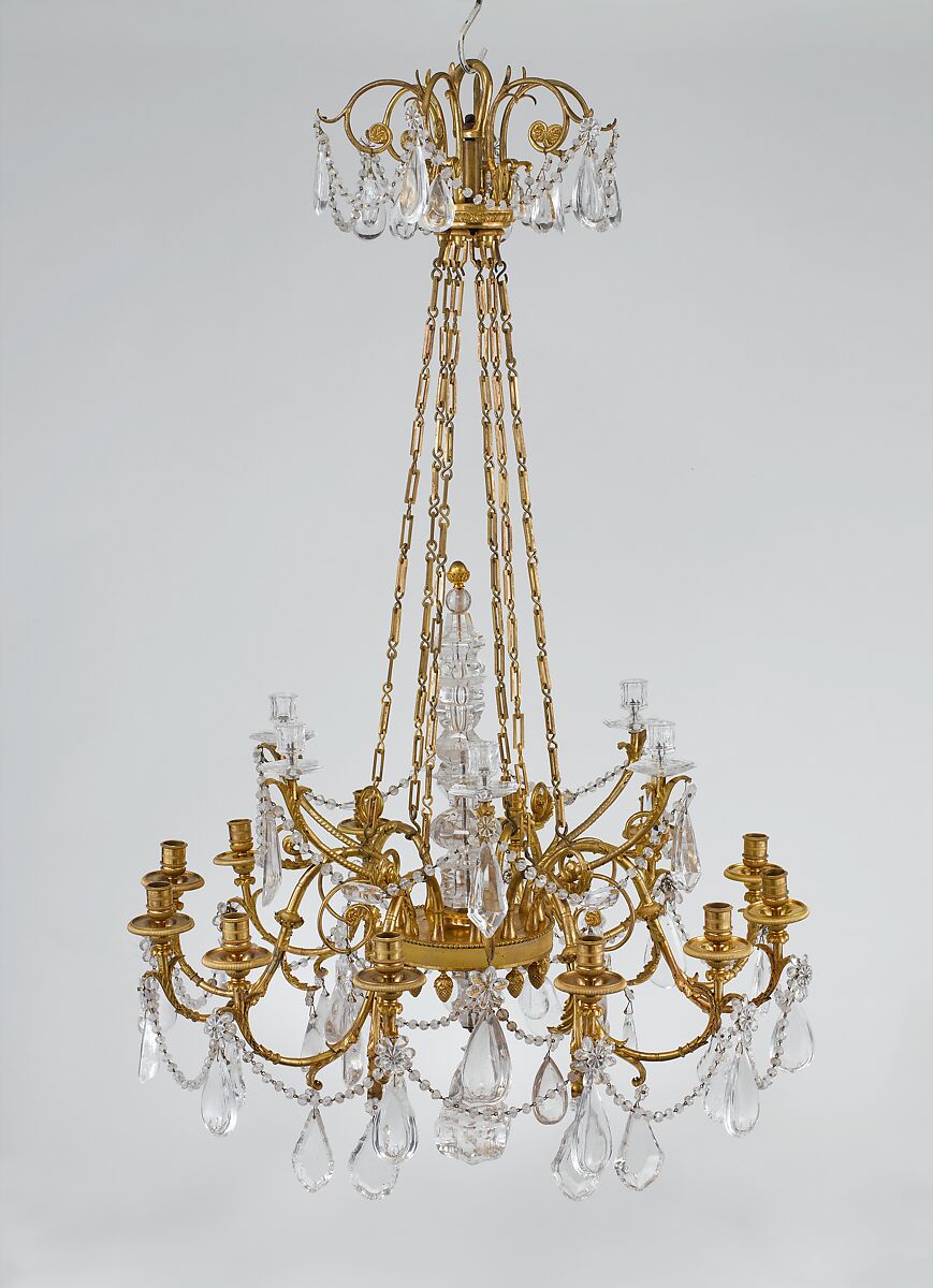 Eighteen-light chandelier, Gilt bronze, rock crystal, French