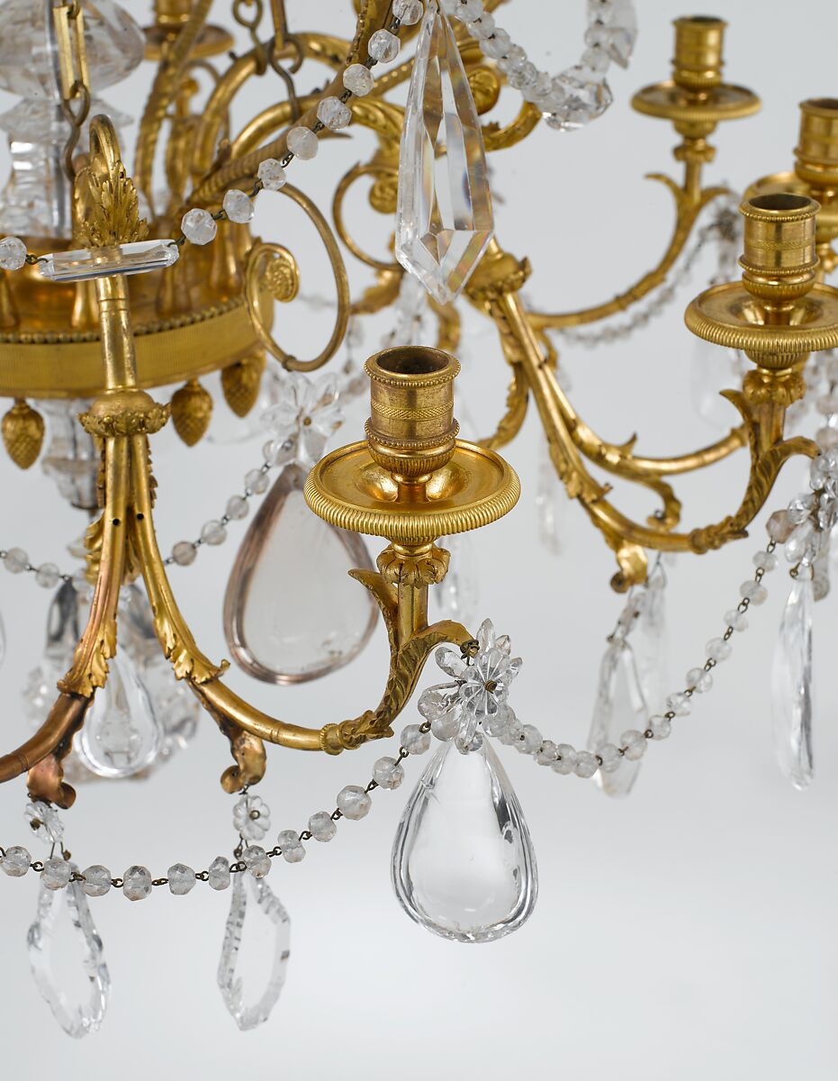 Eighteen-light chandelier, Gilt bronze, rock crystal, French