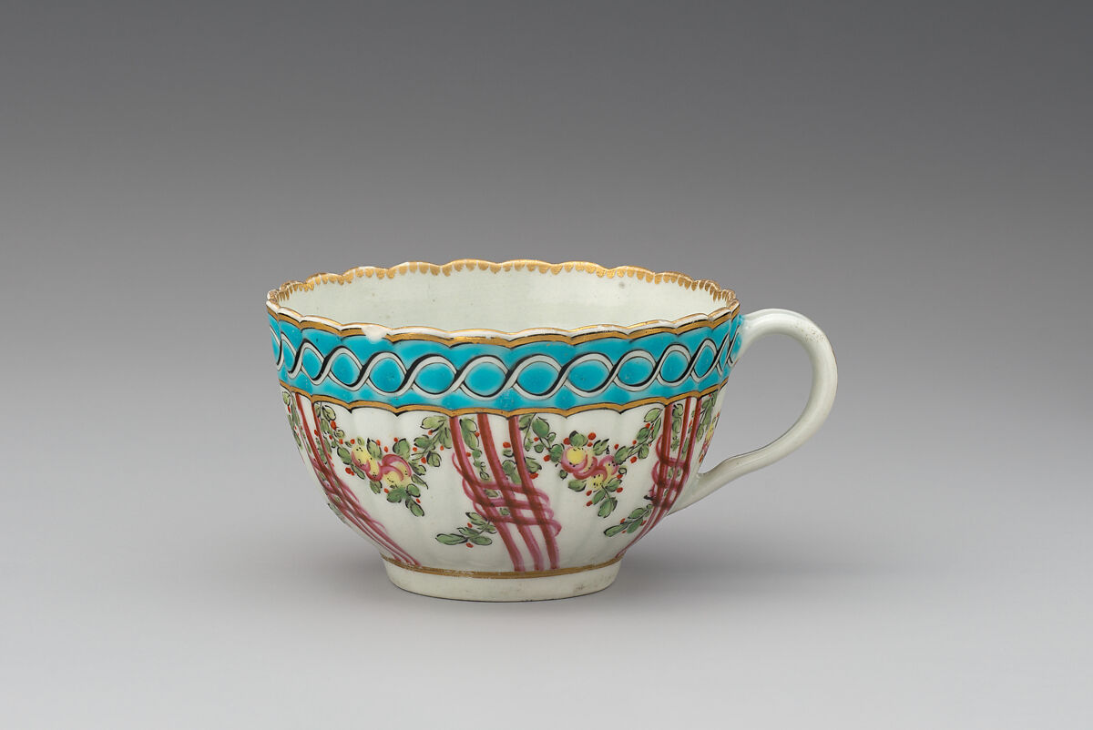Six tea cups (part of a service), Worcester factory (British, 1751–2008), Soft-paste porcelain, British, Worcester 