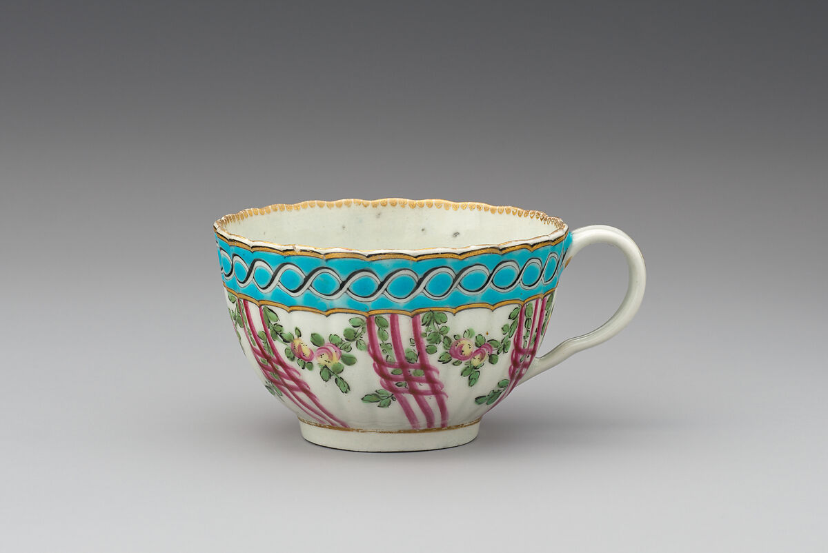 Six tea cups (part of a service), Worcester factory (British, 1751–2008), Soft-paste porcelain, British, Worcester