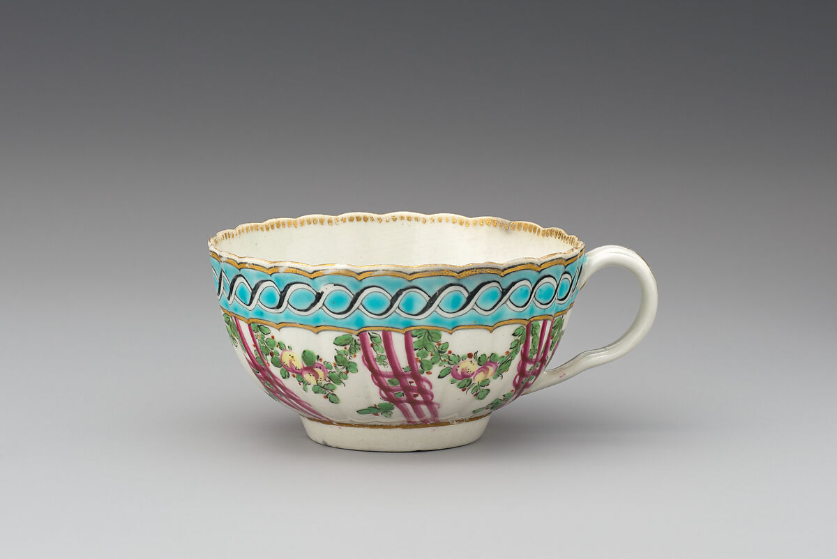 Six tea cups (part of a service), Worcester factory (British, 1751–2008), Soft-paste porcelain, British, Worcester