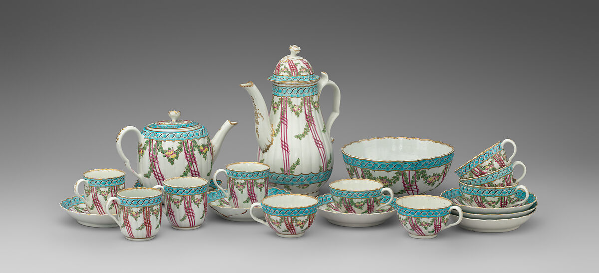 Four coffee cups (part of a service), Worcester factory (British, 1751–2008), Soft-paste porcelain, British, Worcester