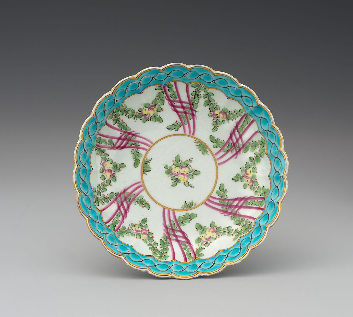 Six saucers (part of a service), Worcester factory (British, 1751–2008), Soft-paste porcelain, British, Worcester
