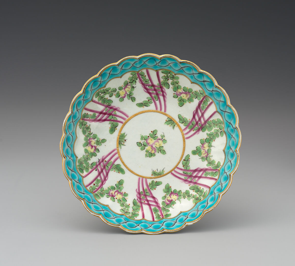 Six saucers (part of a service), Worcester factory (British, 1751–2008), Soft-paste porcelain, British, Worcester