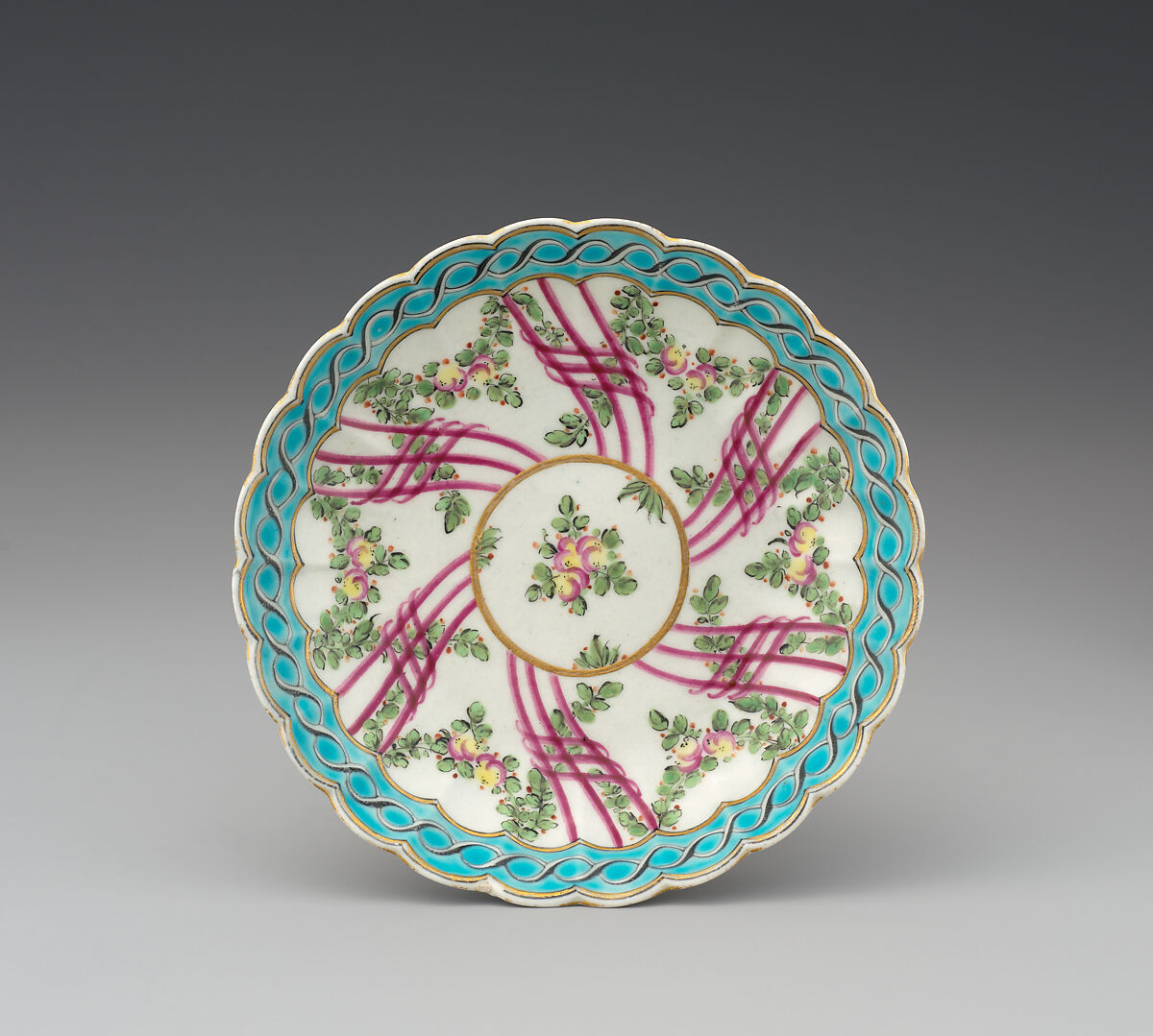 Six saucers (part of a service), Worcester factory (British, 1751–2008), Soft-paste porcelain, British, Worcester