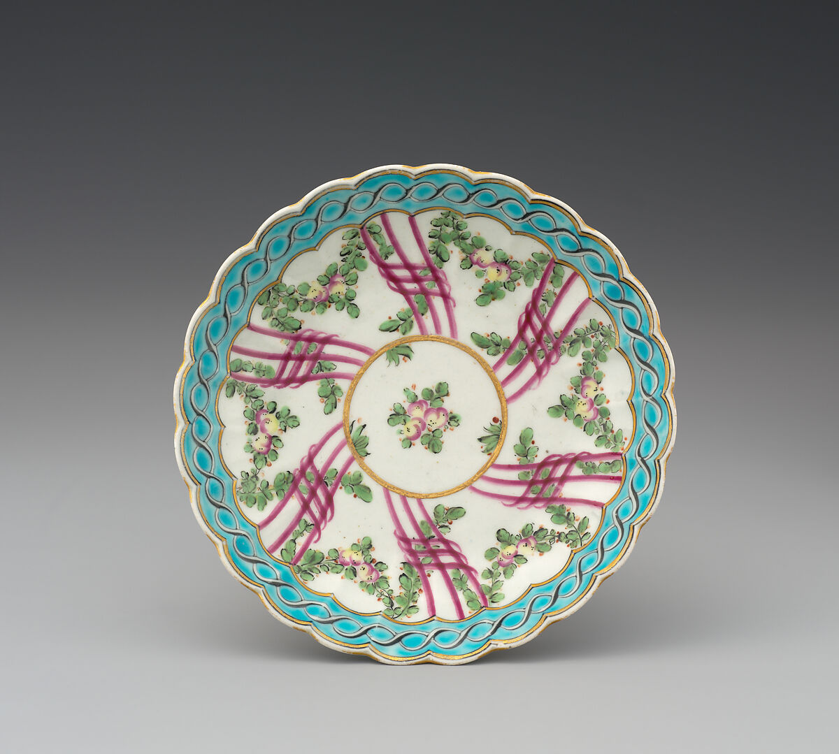 Six saucers (part of a service), Worcester factory (British, 1751–2008), Soft-paste porcelain, British, Worcester