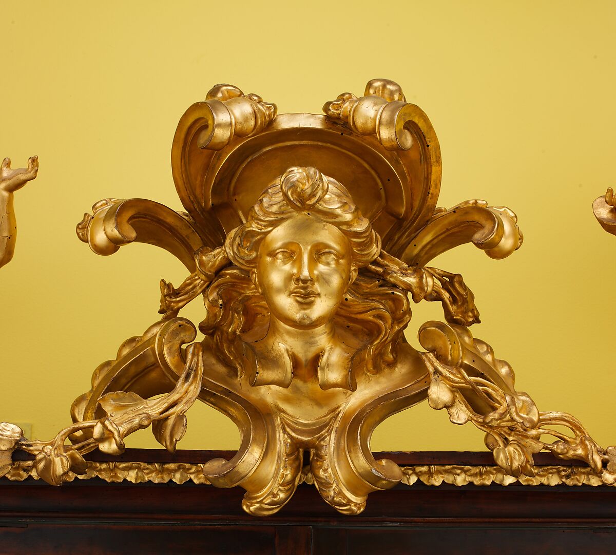 Showcase on stand (Scarabattola), Walnut; carved, painted, and gilded linden wood; mirror glass, Italian, Rome