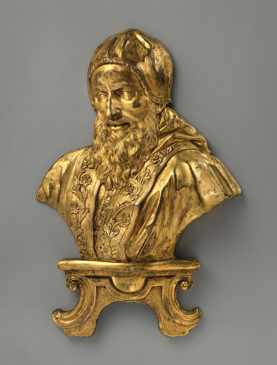 Saint Pius V, Possibly after a model by Angelo de Rossi (Italian, 1671–1715), Bronze, fire-gilt, Italian, Rome 